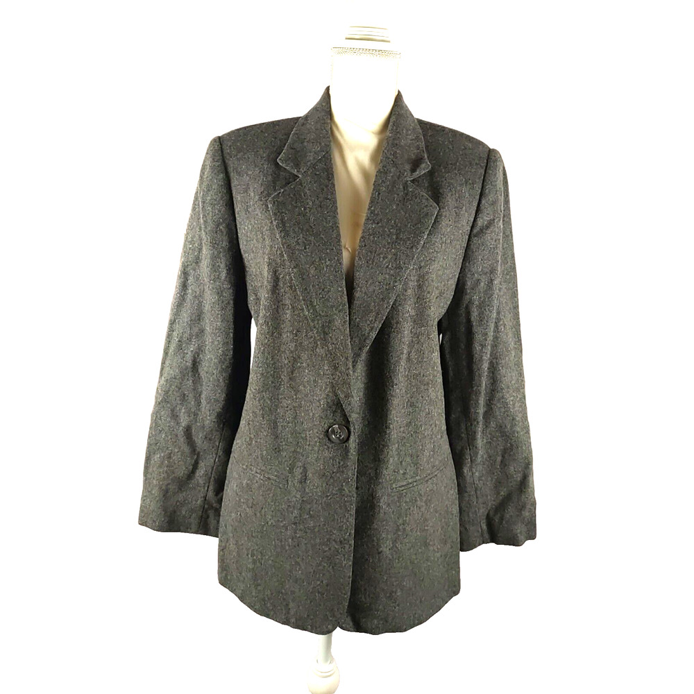 Sag Harbor Women's Wool Blazer Gray Size 12 Business Career